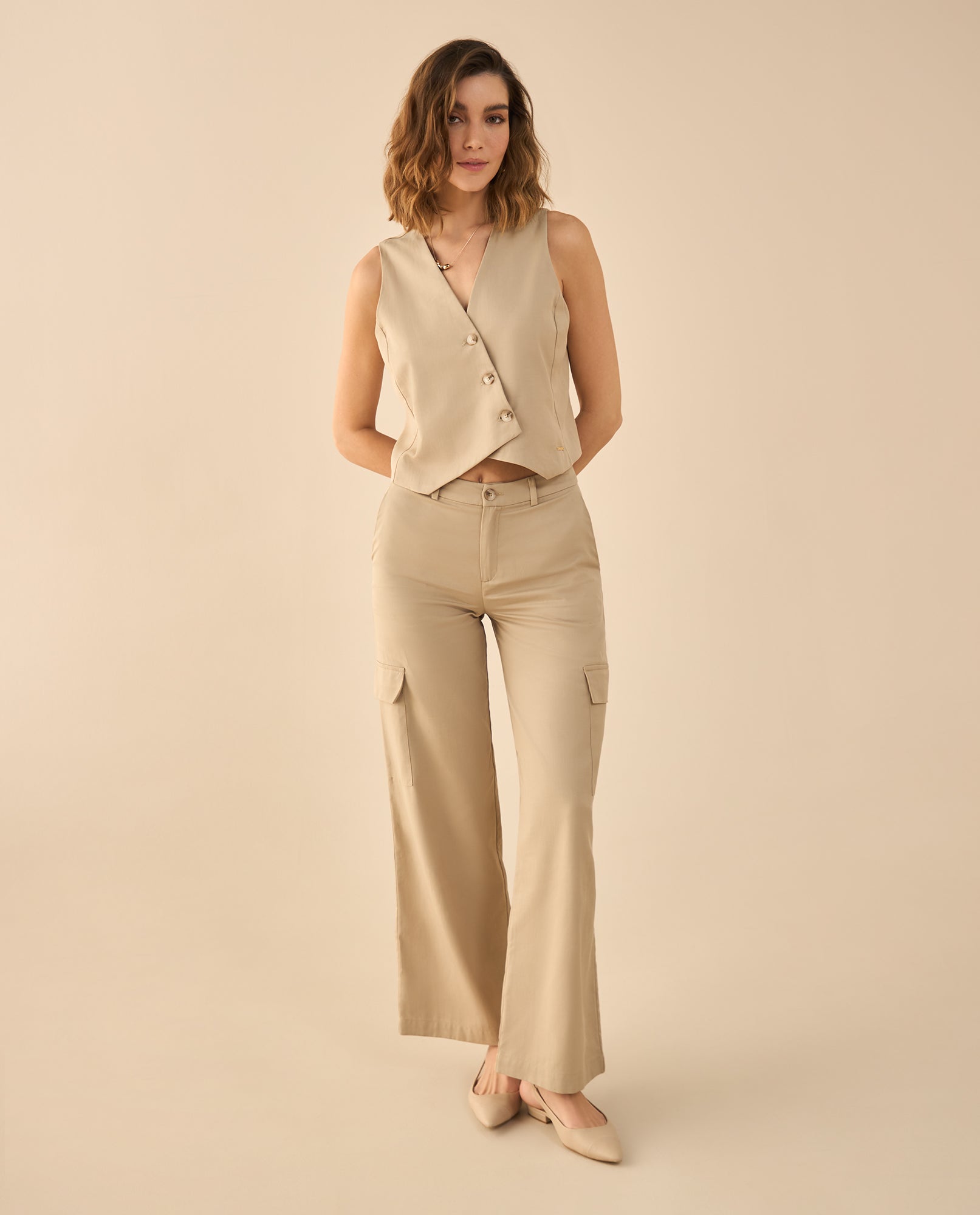 Pantalón tipo cargo para mujer - Beige 34_432G000_BEI161105_6