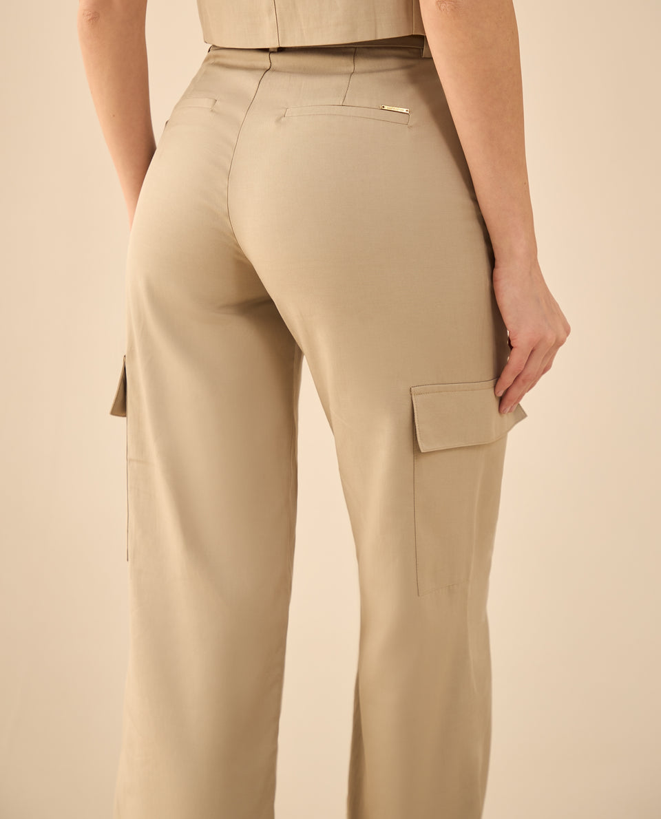 Pantalón tipo cargo para mujer - Beige 34_432G000_BEI161105_7