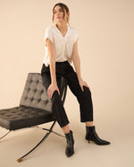 Pantalón de tela fluida para mujer - Negro