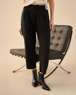 Pantalón de tela fluida para mujer - Negro