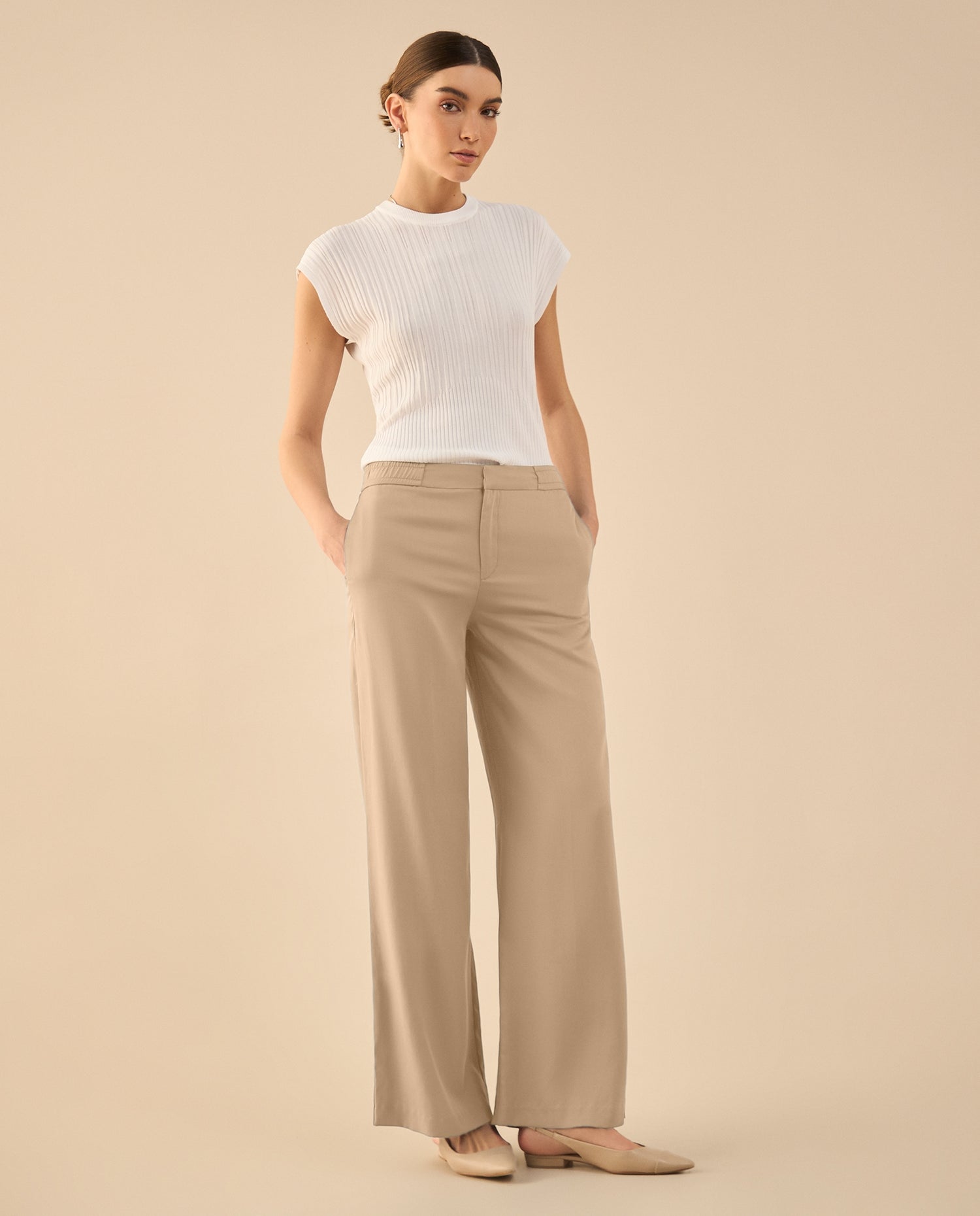 Pantalón elegante para mujer - Crudo