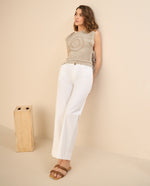 Pantalón elegante bota recta para mujer - Blanco