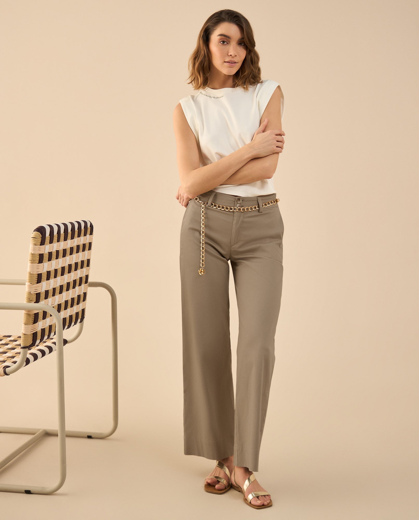 Pantalón elegante bota recta para mujer - Café 34_432G006_CAF171320_0