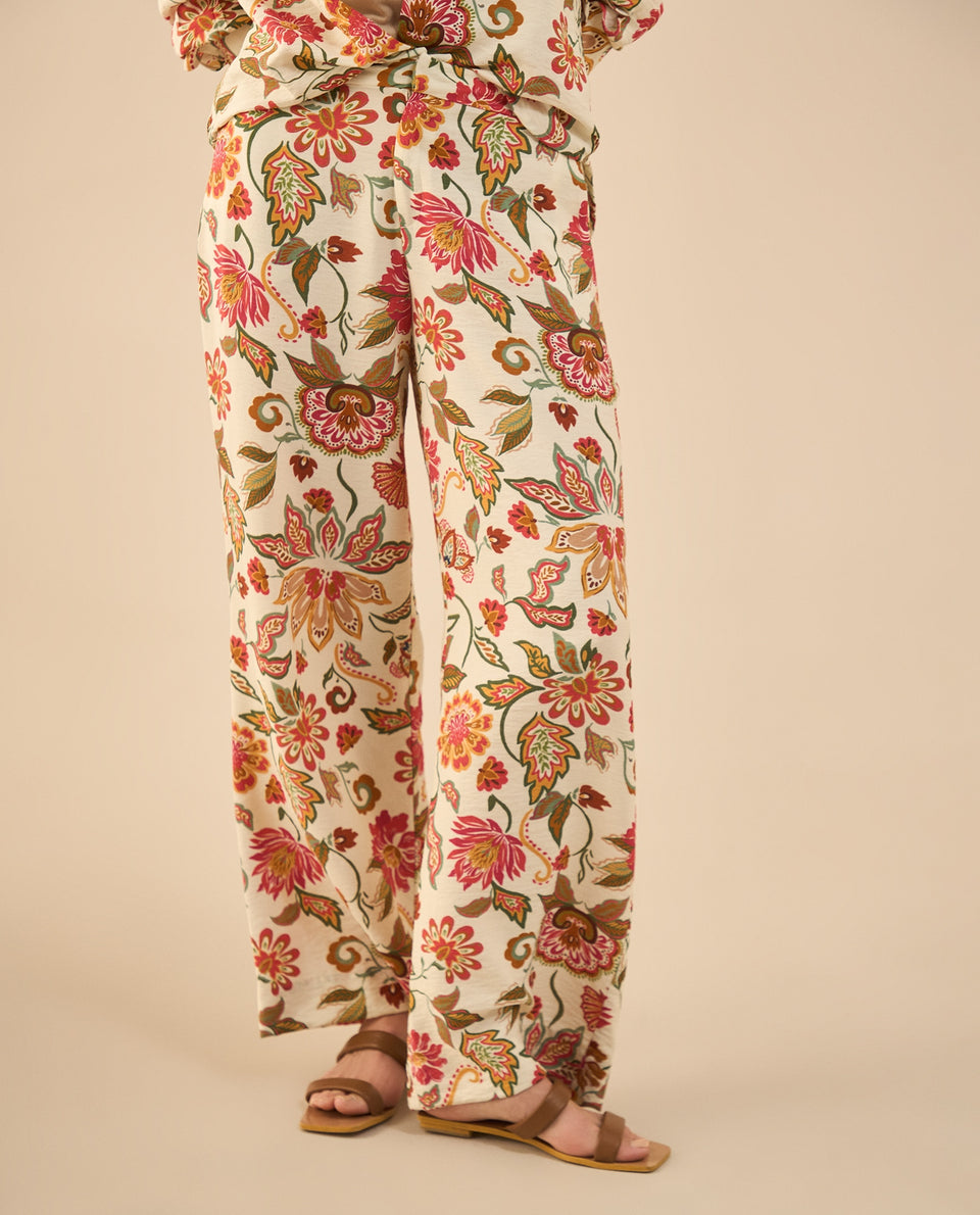 Pantalón con estampado de flores para mujer - Crudo 34_432G007_CRU114201_3