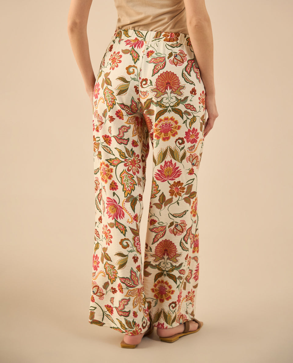Pantalón con estampado de flores para mujer - Crudo 34_432G007_CRU114201_4
