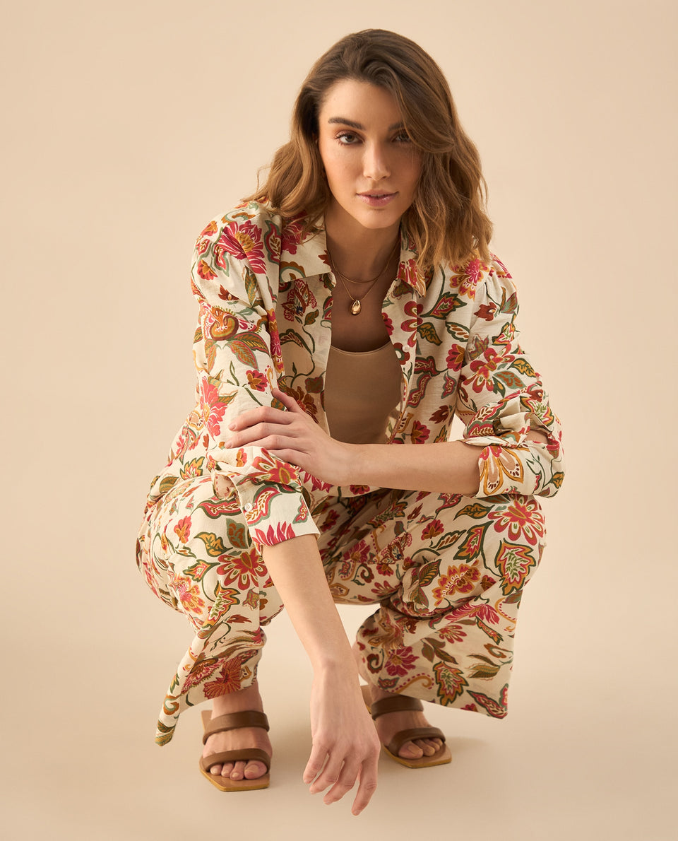 Pantalón con estampado de flores para mujer - Crudo 34_432G007_CRU114201_6