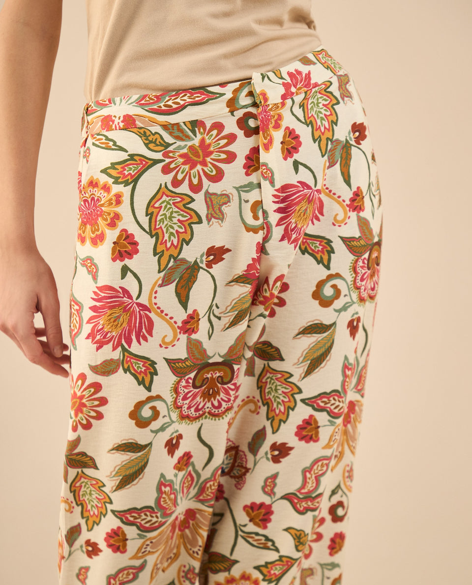 Pantalón con estampado de flores para mujer - Crudo 34_432G007_CRU114201_7