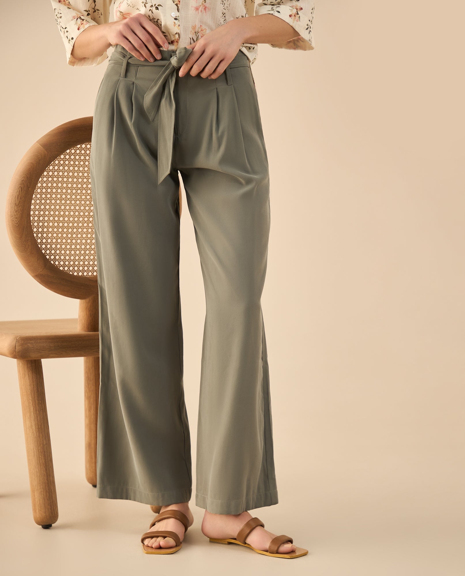 Pantalón clásico bota recta para mujer - Verde 34_432G020_VER180515_3