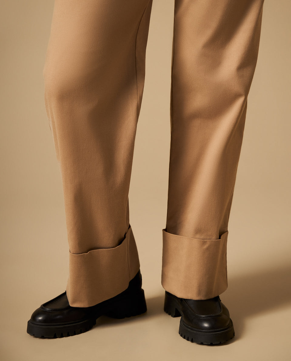 Pantalón straight con ruedo doblado - Café 34_432H001_CAF171320_4