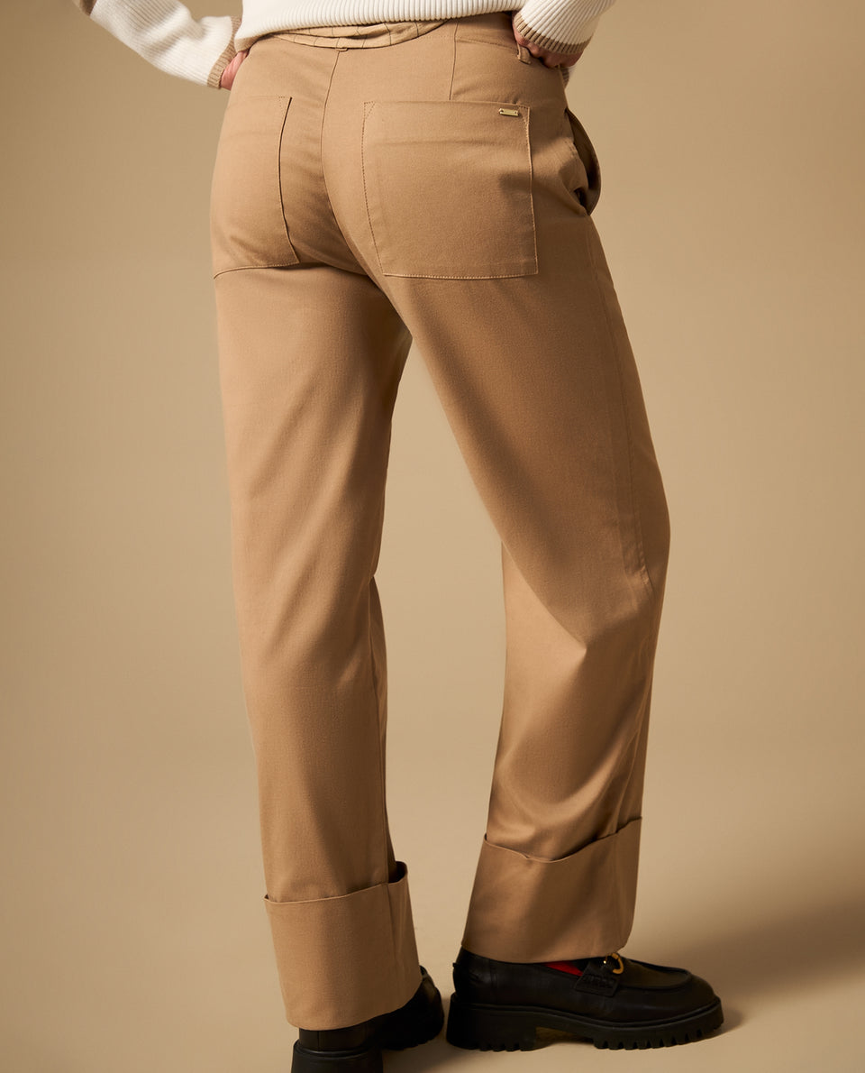 Pantalón straight con ruedo doblado - Café 34_432H001_CAF171320_5