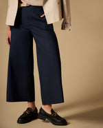 Pantalón culotte con pliegues frontales - Azul