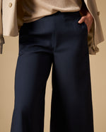 Pantalón culotte con pliegues frontales - Azul