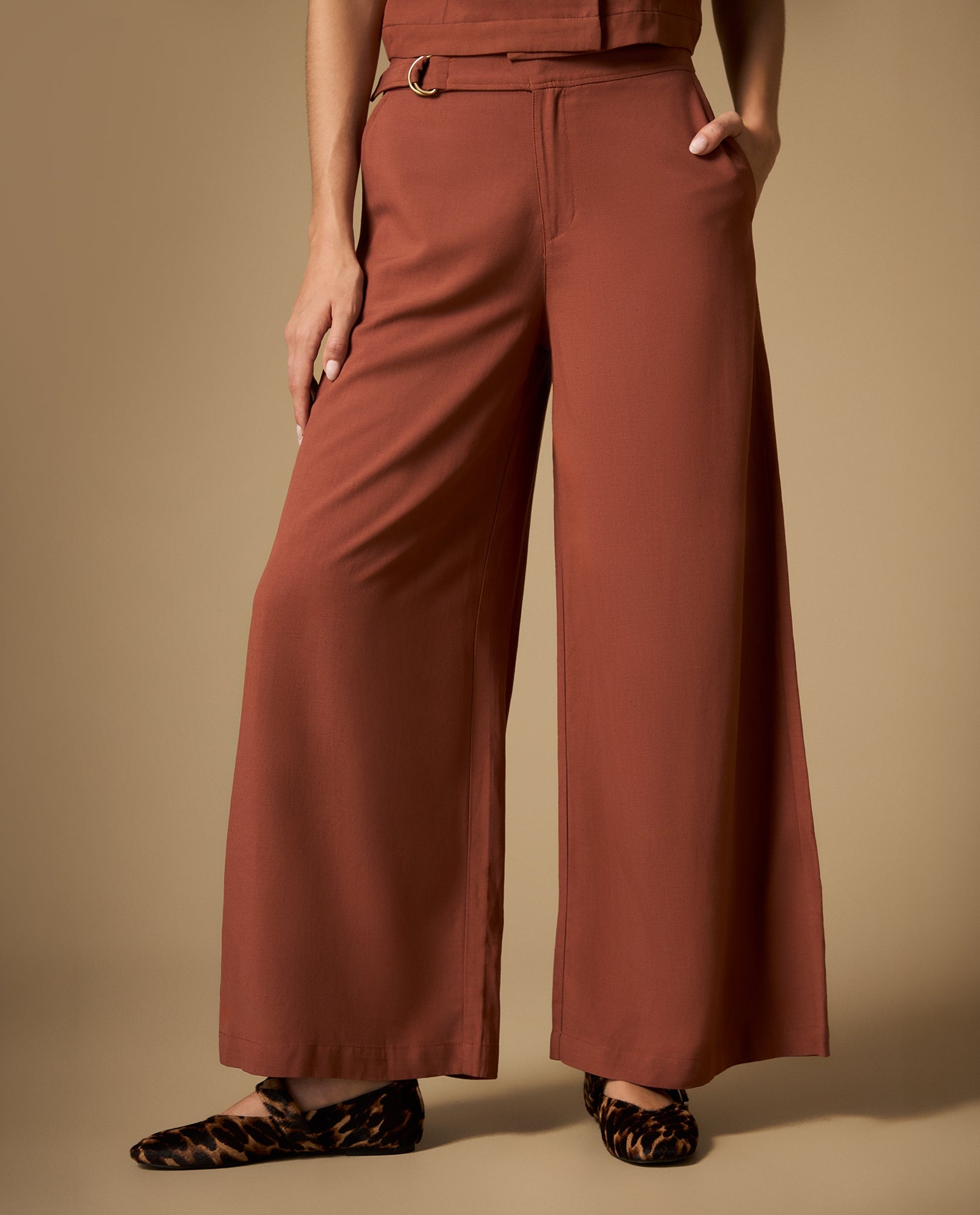 Pantalón culotte de tejido ligero con caída fluida - Cafe 34_432H007_CAF181425_3