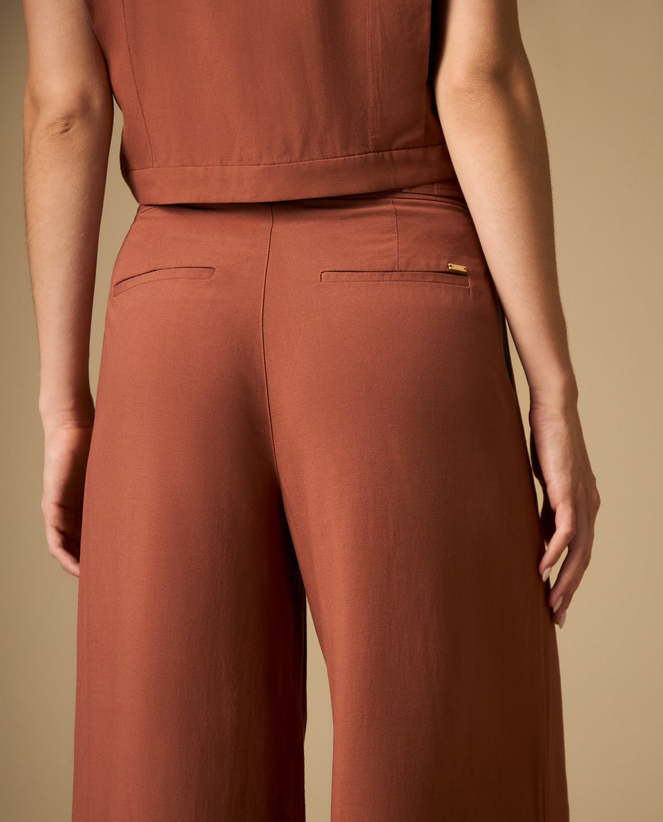 Pantalón culotte de tejido ligero con caída fluida - Cafe 34_432H007_CAF181425_5