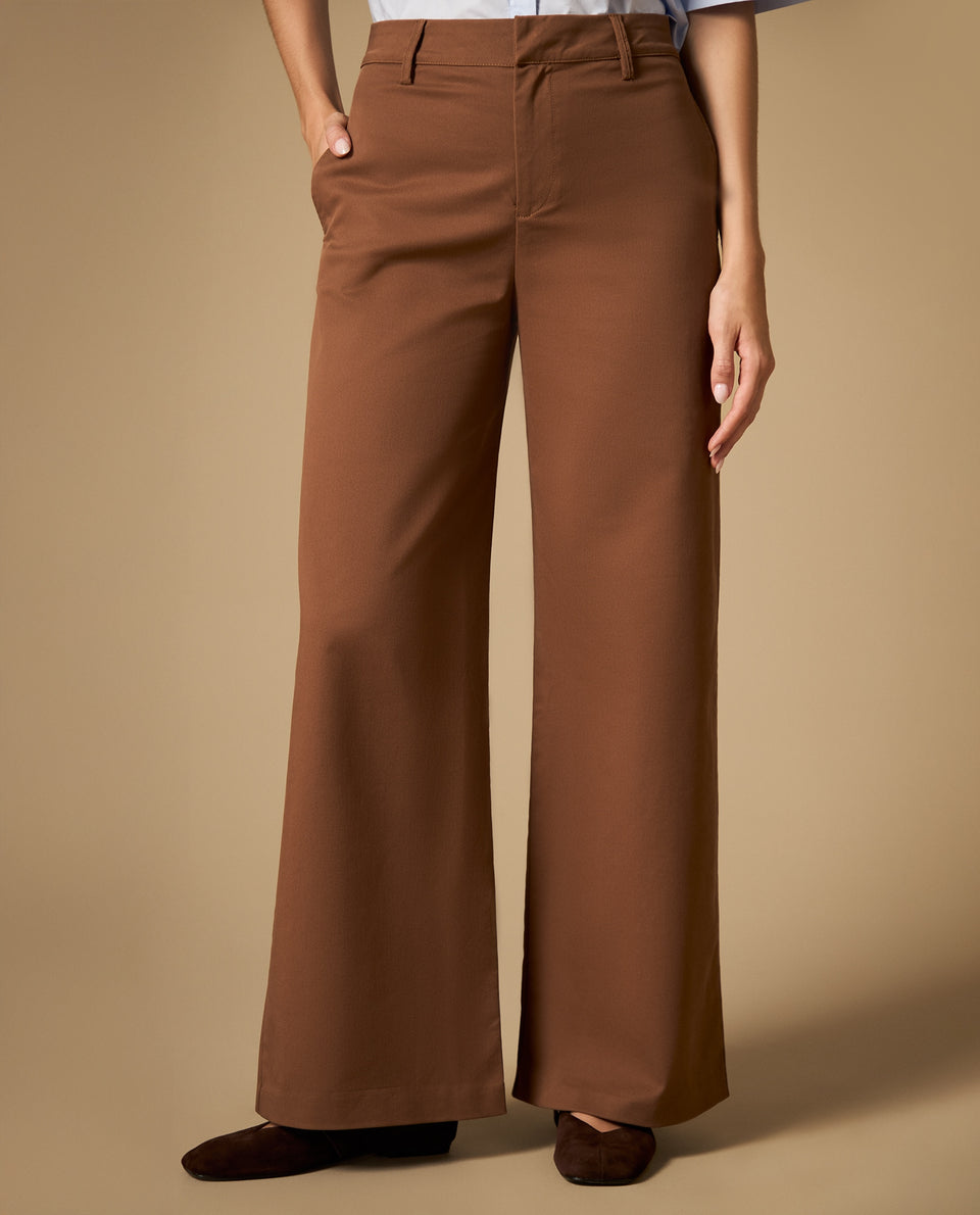 Pantalón palazzo pierna amplia tiro medio - Café 34_432H008_CAF181030_3