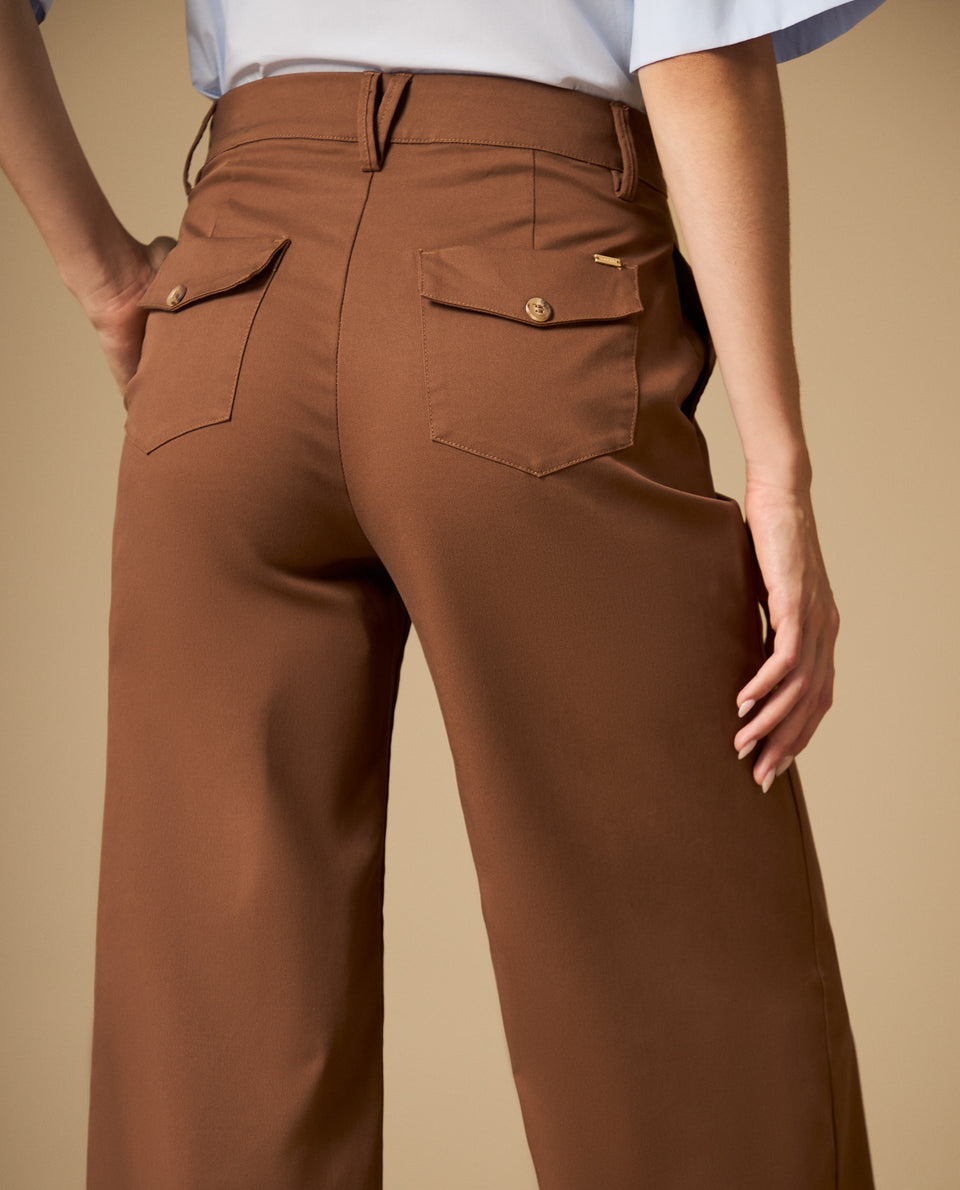 Pantalón palazzo pierna amplia tiro medio - Café 34_432H008_CAF181030_5