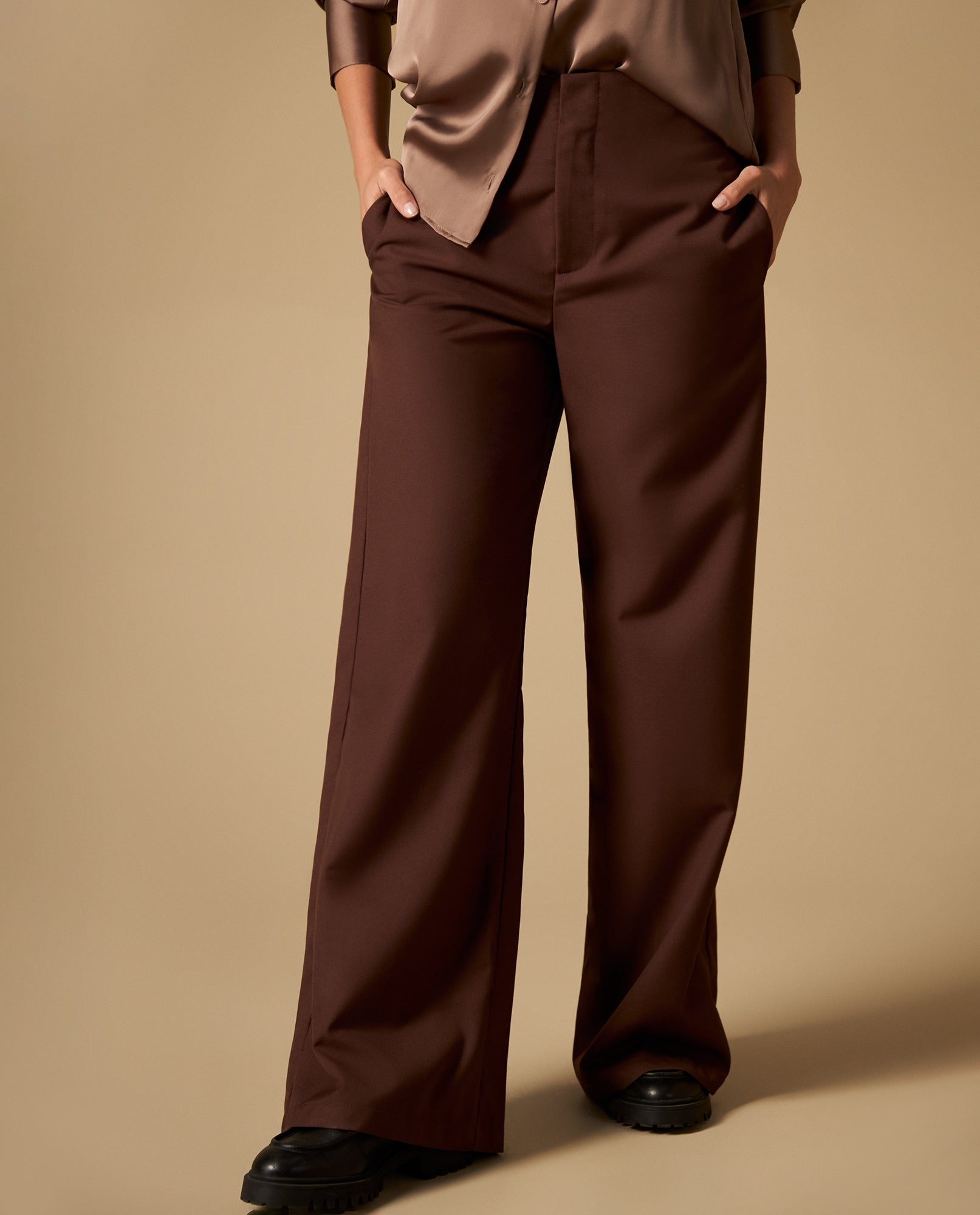 Pantalón culotte con costuras decorativas tiro medio - Café 34_432H203_CAF181222_3
