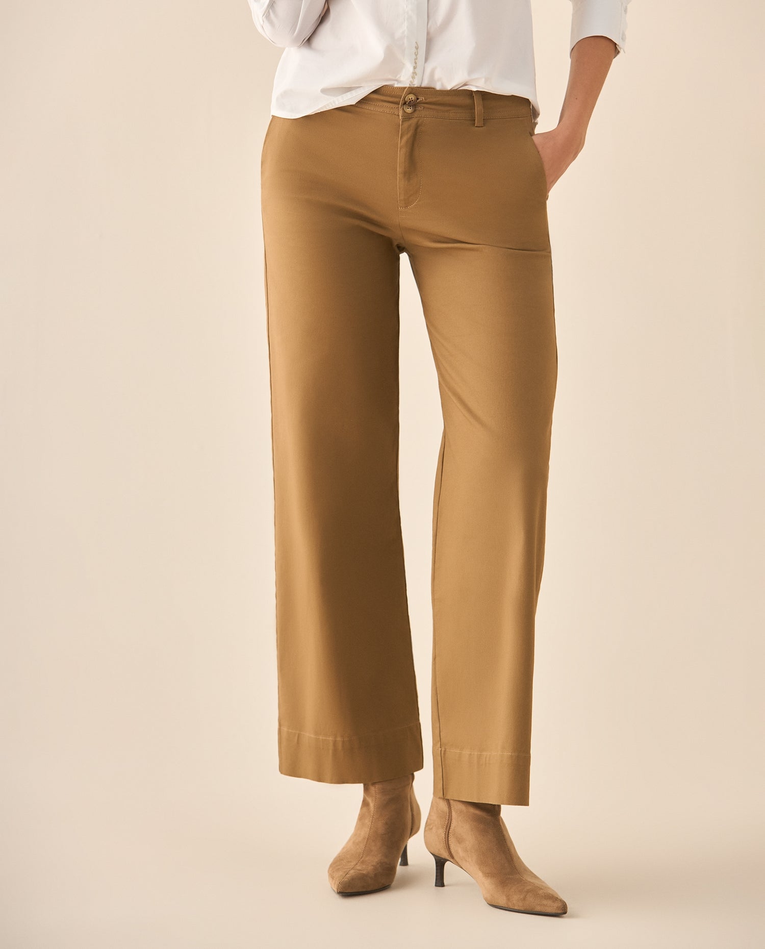 Pantalón clásico recto para mujer - Café