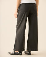 Pantalón bota recta tipo cuero para mujer - Negro
