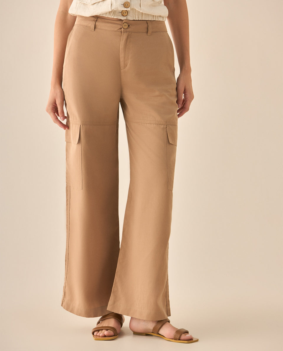 Pantalón clásico de silueta amplia para mujer  - Café 34_433G013_CAF171319_3