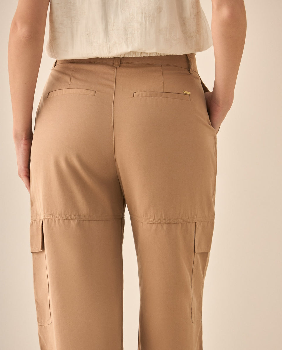 Pantalón clásico de silueta amplia para mujer  - Café 34_433G013_CAF171319_5