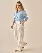 Pantalón bota recta con elastico posterior para mujer - Crudo
