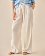 Pantalón bota recta con elastico posterior para mujer - Crudo