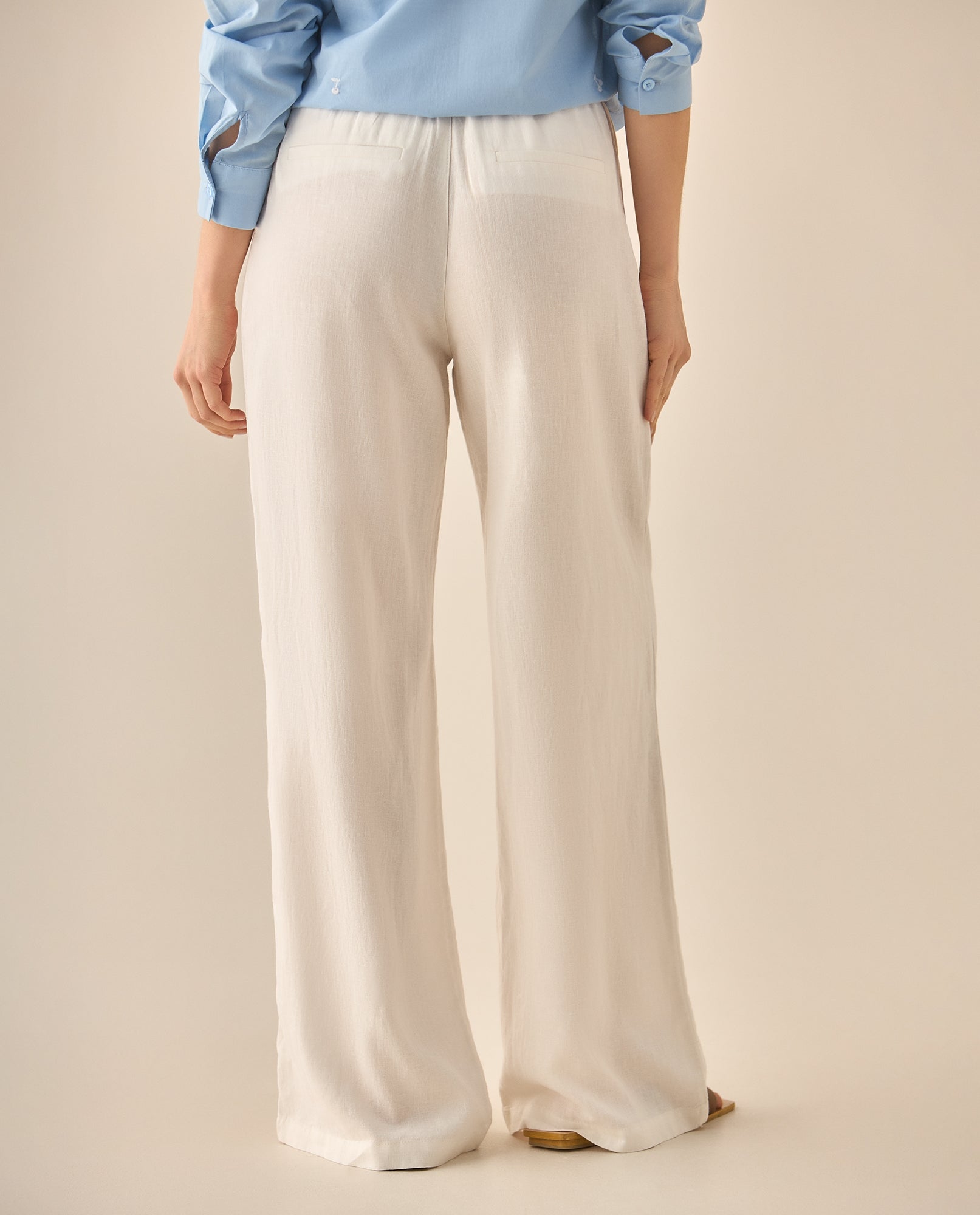 Pantalón bota recta con elastico posterior para mujer - Crudo 34_433G015_CRU110105_5