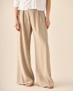 Pantalón de silueta amplia con cinturón para mujer - Gris