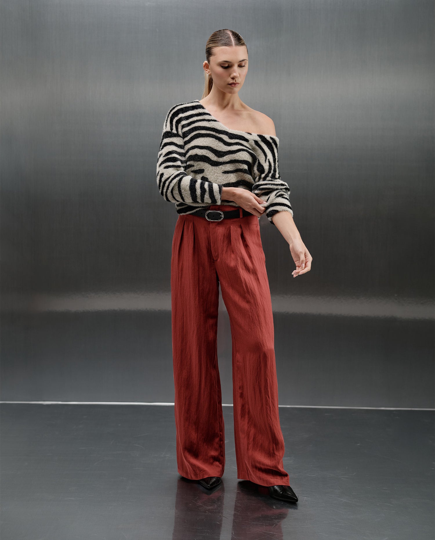 Pantalón Wide Leg Esprit - Rojo