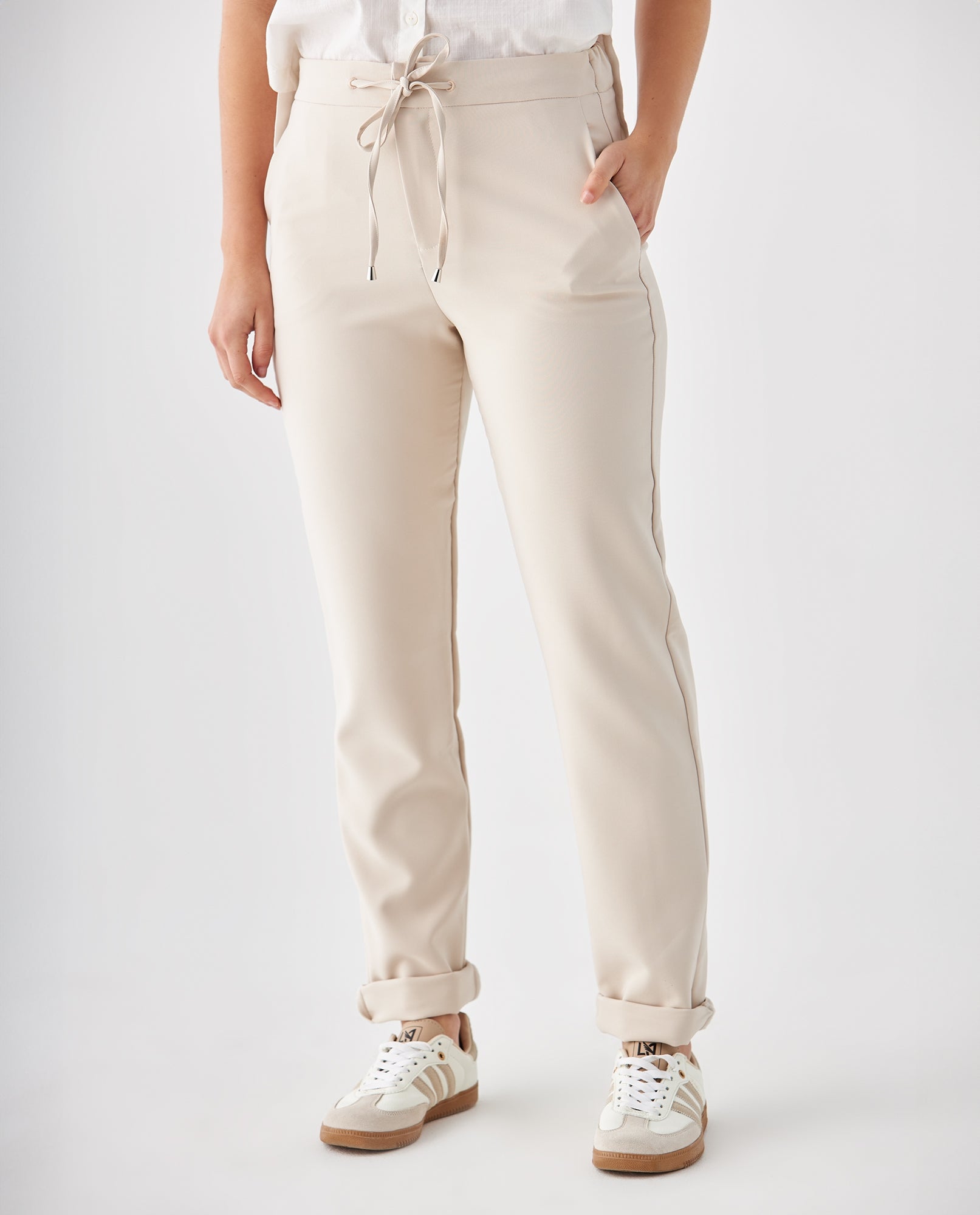 Pantalón con ruedo con guardapolvo para mujer - Gris 34_439F005_GRI140000_3