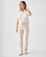 Pantalón con ruedo con guardapolvo para mujer - Gris