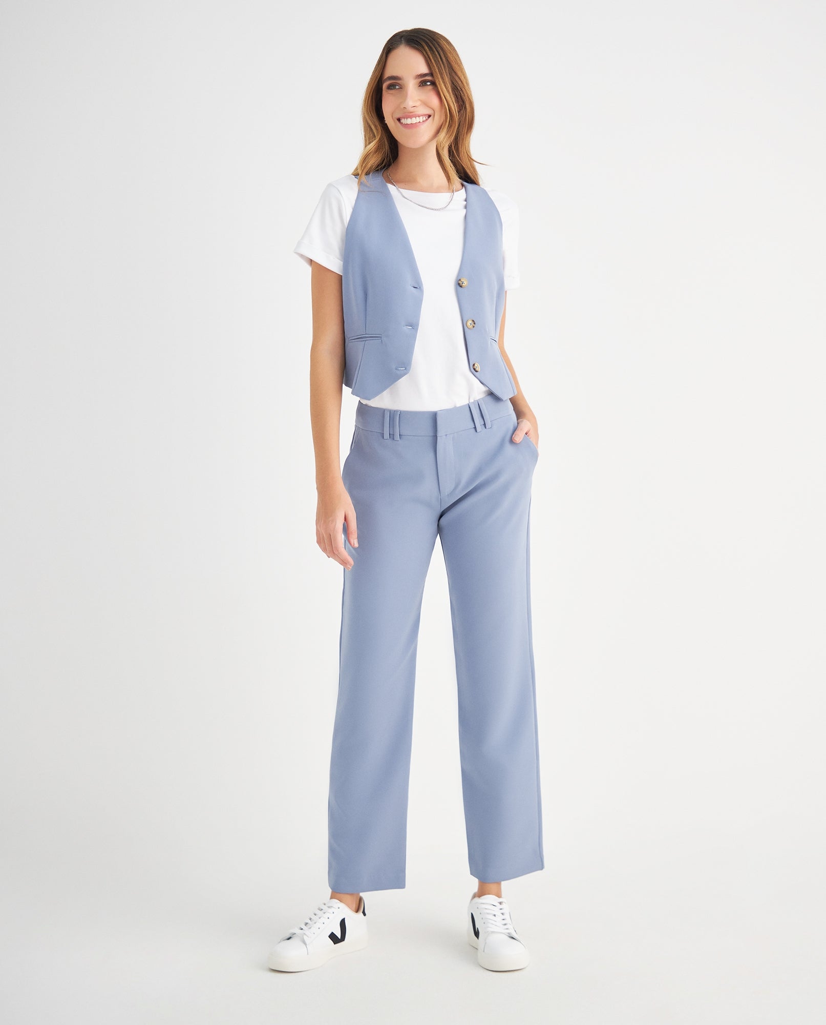 Pantalón clásico recto para mujer - Azul 34_439F006_AZU193923_0