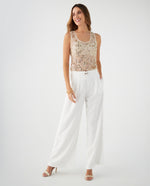 Pantalón con cinturón ajustable para mujer - Crudo