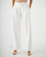 Pantalón con cinturón ajustable para mujer - Crudo