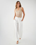 Pantalón con cinturón ajustable para mujer - Crudo