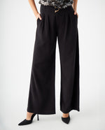 Pantalón con cinturón ajustable para mujer - Negro