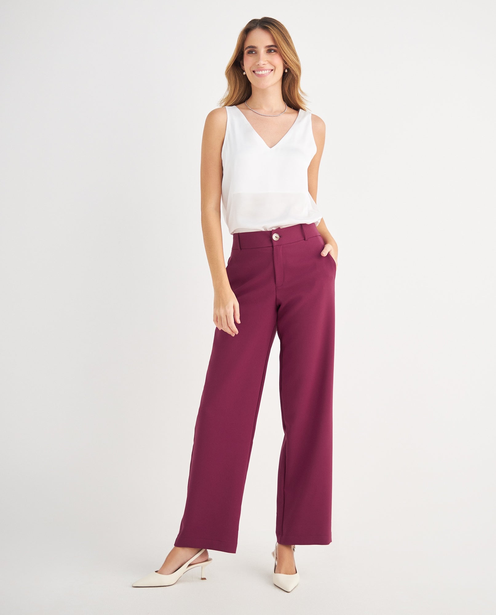 Pantalón de bota recta para mujer - Morado 34_439F010_MOR192033_0
