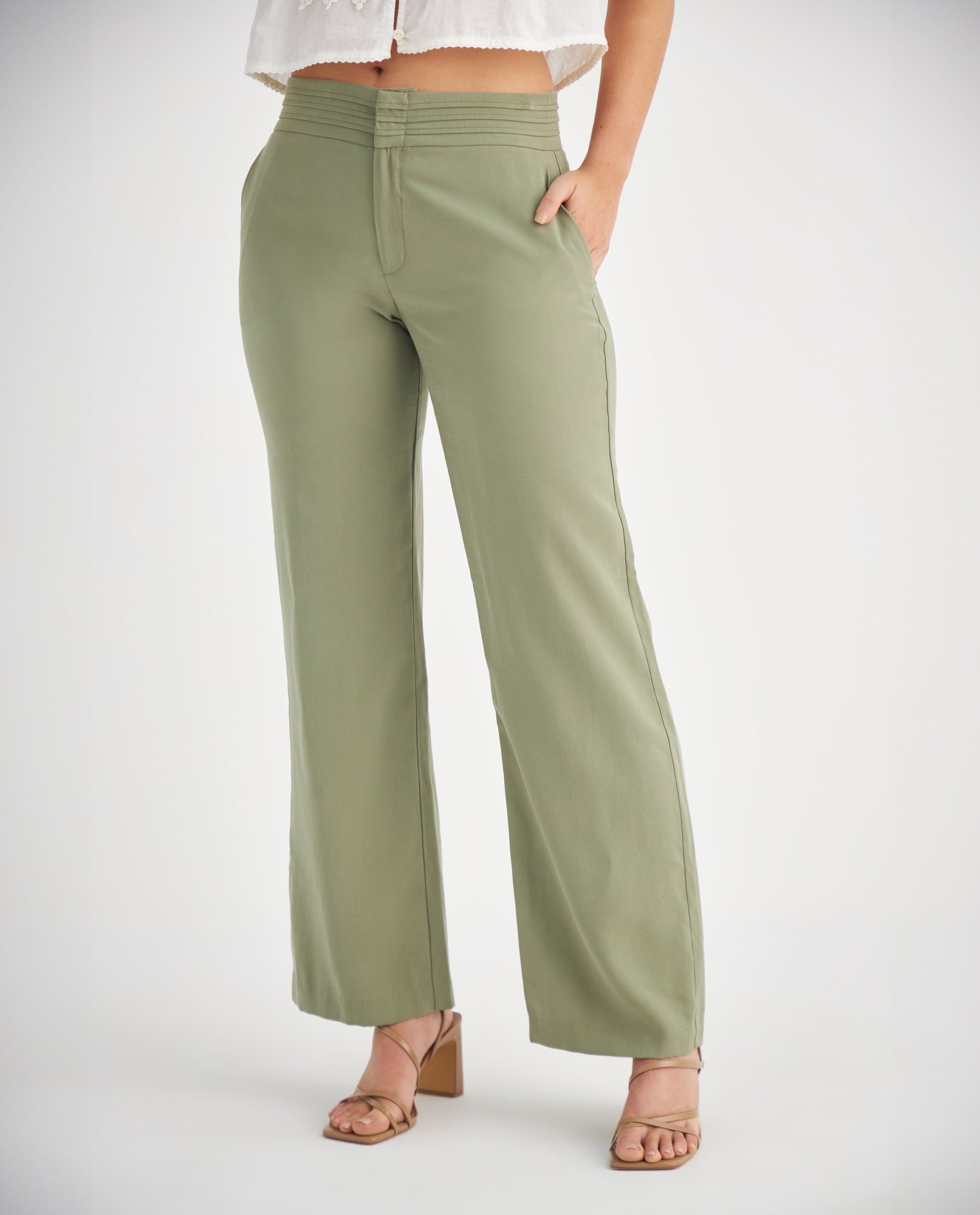 Pantalón de tela fluida - Verde 34_439F014_VER170115_3