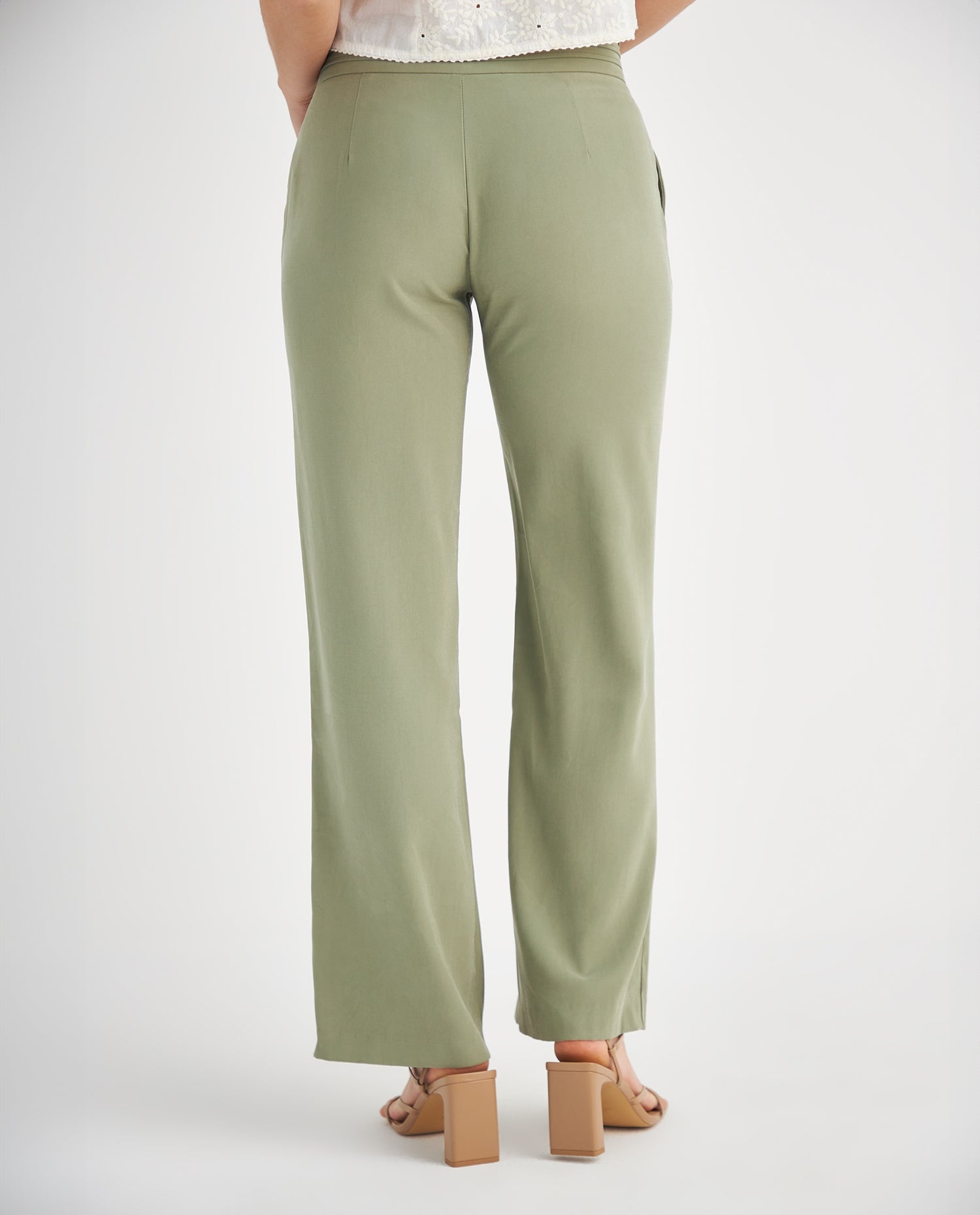 Pantalón de tela fluida - Verde