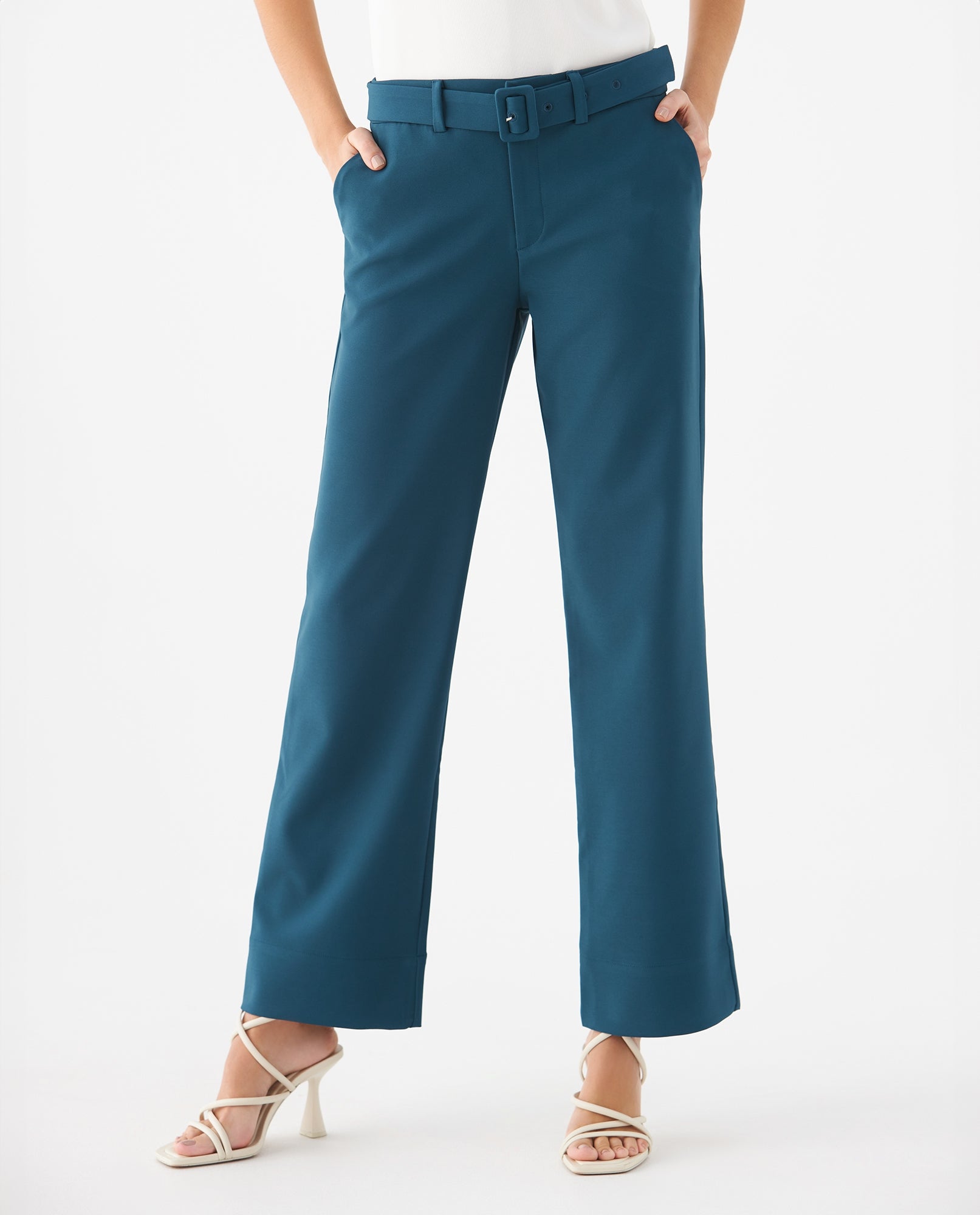 Pantalón recto para mujer - Verde 34_439F017_VER194914_3