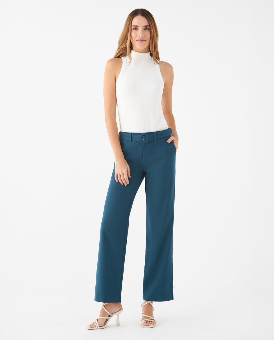 Pantalón recto para mujer - Verde 34_439F017_VER194914_7