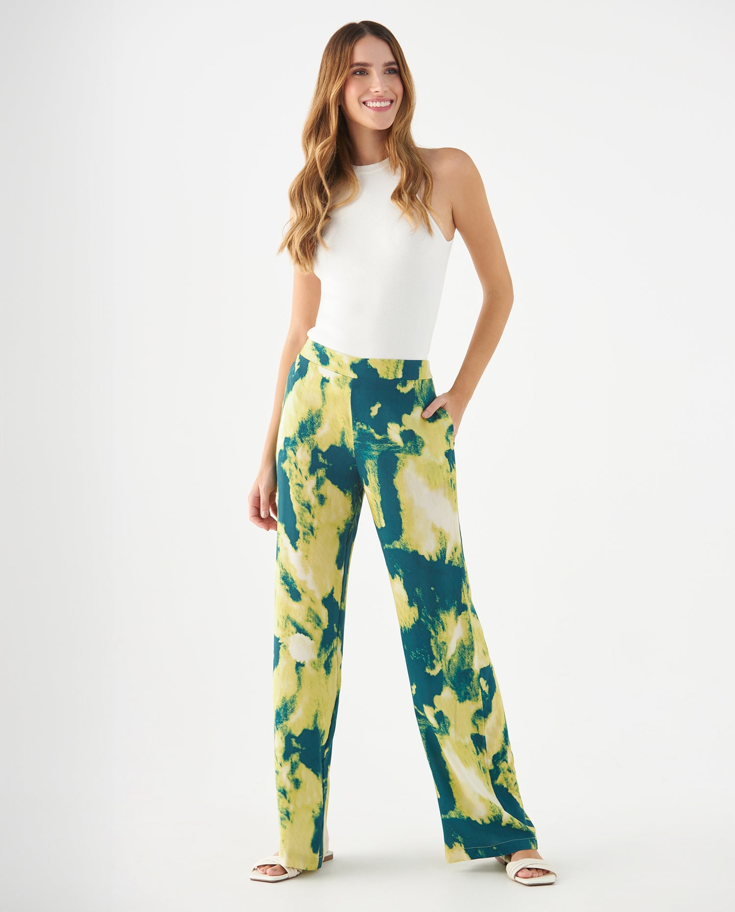 Pantalón con estampado overdye para mujer - Verde