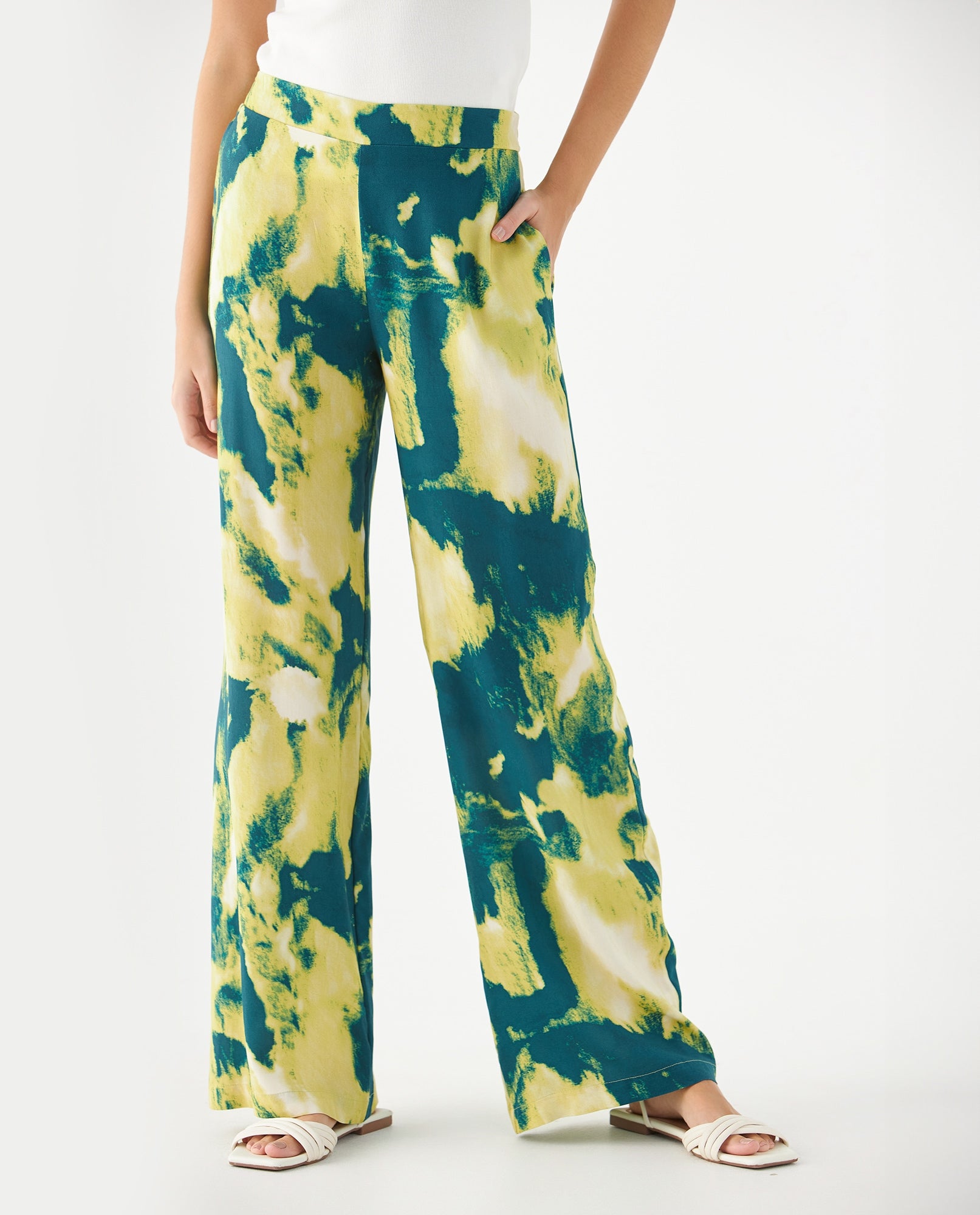 Pantalón con estampado overdye para mujer - Verde 34_439F032_VER194524_3