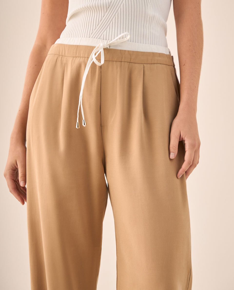 Pantalón Wide Leg Café con Cordón Ajustable - Cafe 34_439G011_CAF171038_4