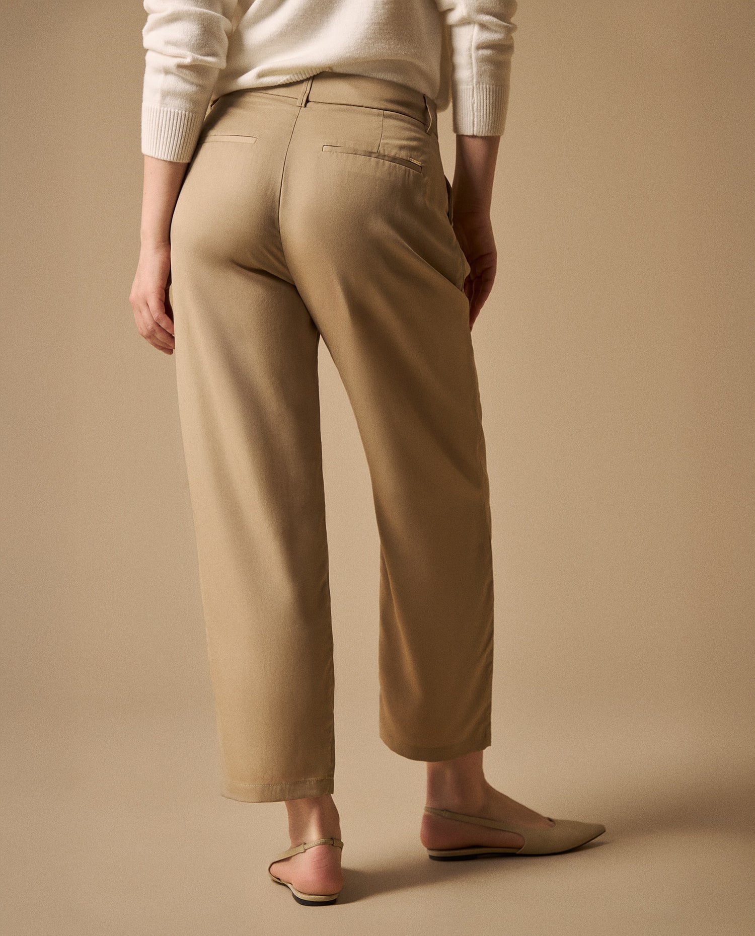 Pantalón Verde Tiro Alto Lyocell Sostenible - Verde