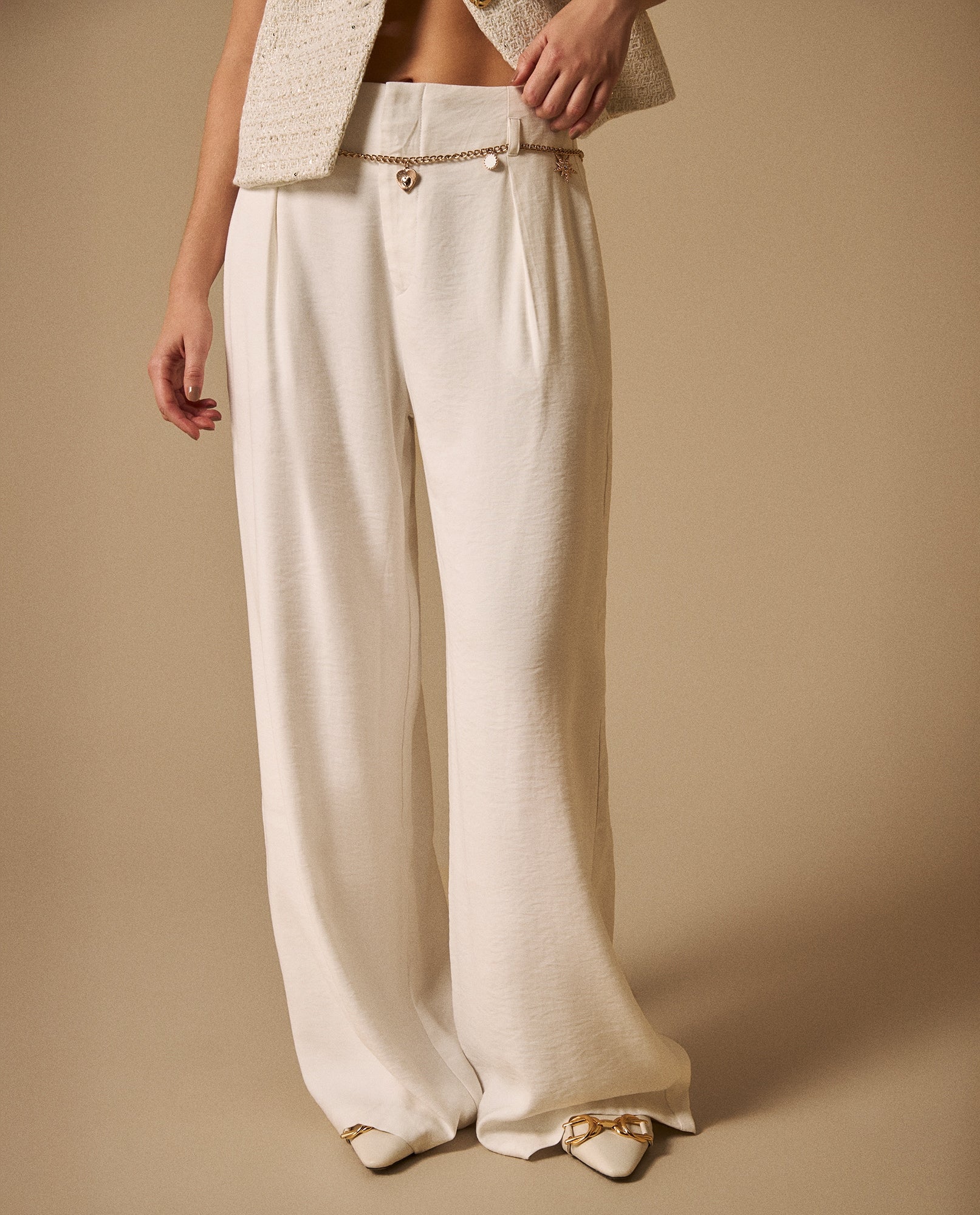 Pantalón Wide Leg con Cadena Dorada - Blanco 34_439G017_BLA110601_3