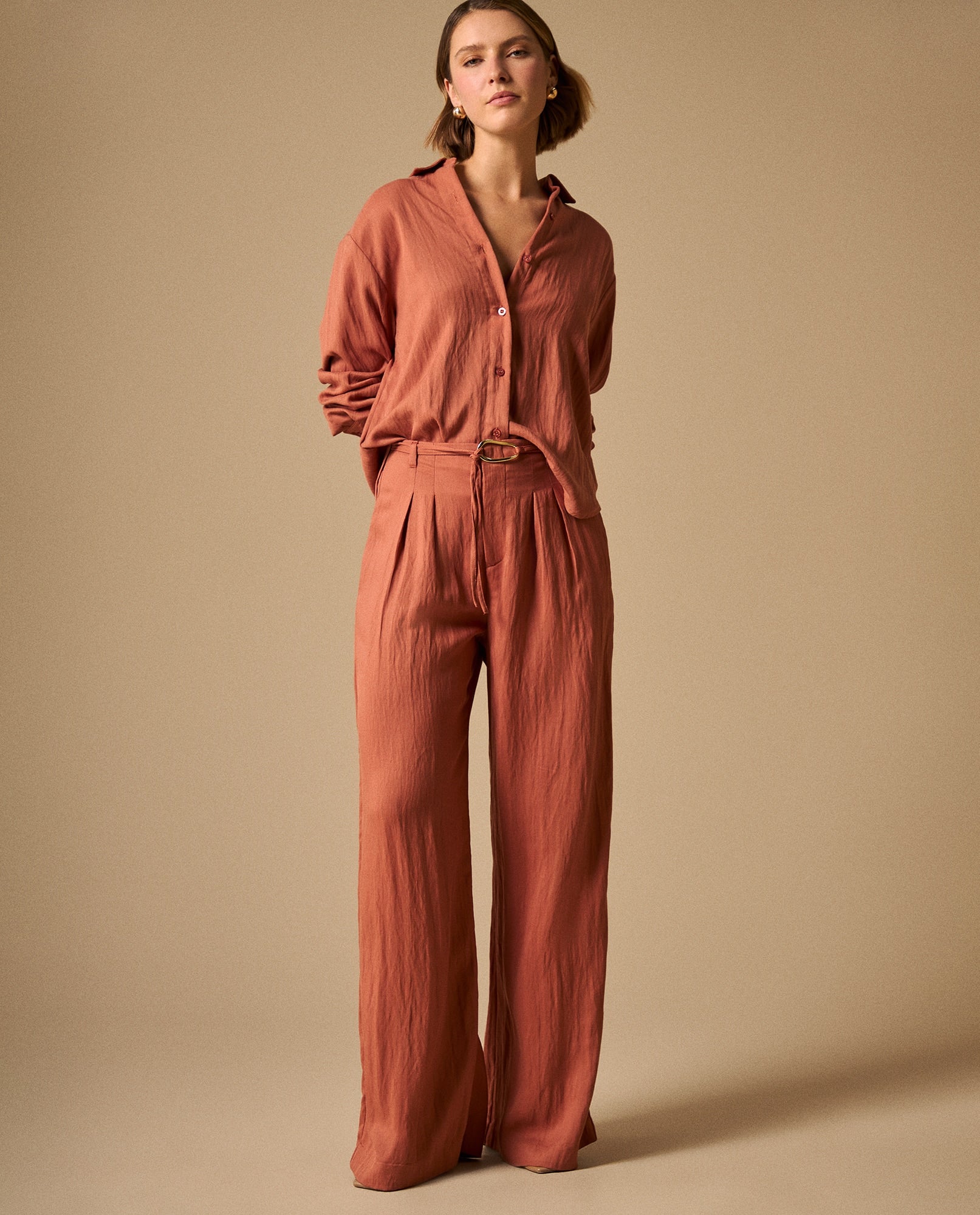 Pantalón Wide Leg Azul Marino Fluido - Naranja 34_439G019_NAR181433_0