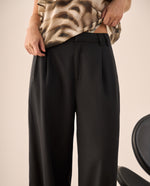 Pantalón Wide Leg Negro Tiro Alto - Negro