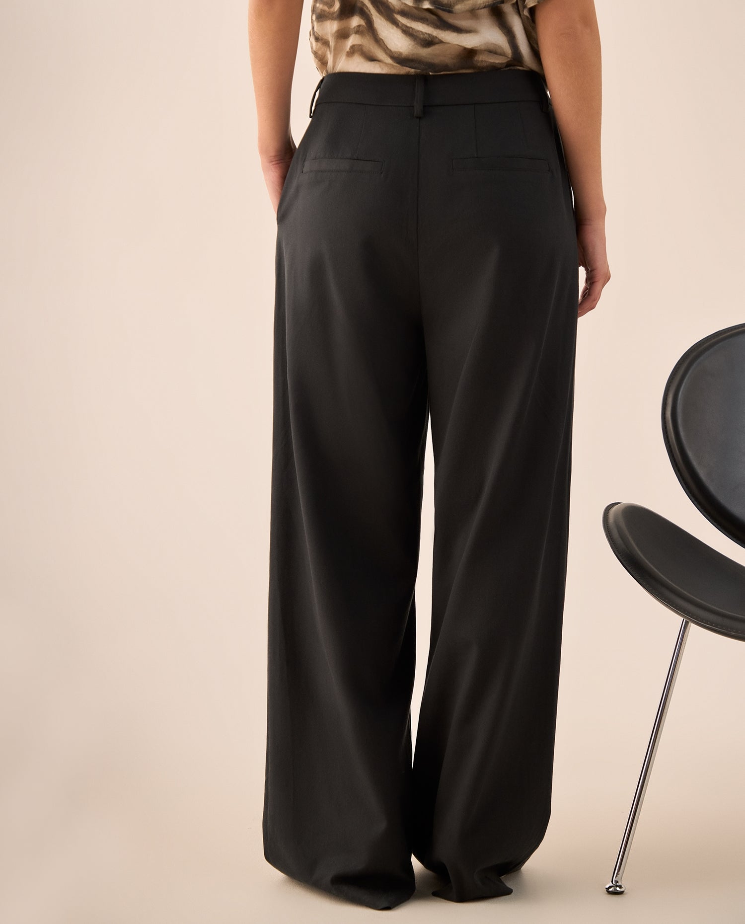 Pantalón Wide Leg Negro Tiro Alto - Negro
